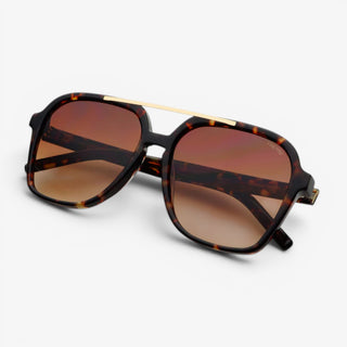 FREYRS Spencer tortoise brown aviator sunglasses with brown gradient lenses angled view