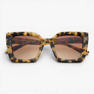 Freyrs Coco milky tortoise square sunglasses with brown gradient lenses front view