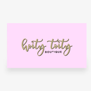 Pink digital gift card with gold lettering Hoity Toity Boutique.