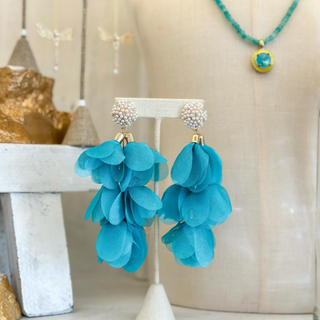 Teal Floral Petal Earrings