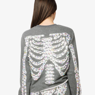 Queen of Sparkles Charcoal Jeweled Iridescent Skeleton Sweatshirt