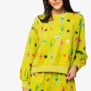 Queen of Sparkles Lime Green Multi Skeleton Sweatshirt