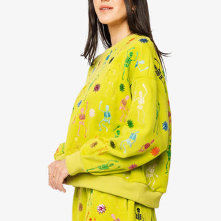 Queen of Sparkles Lime Green Multi Skeleton Sweatshirt
