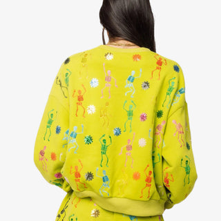 Queen of Sparkles Lime Green Multi Skeleton Sweatshirt