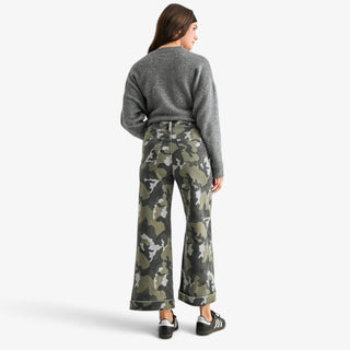Camo Cuffed Wide Leg Jean