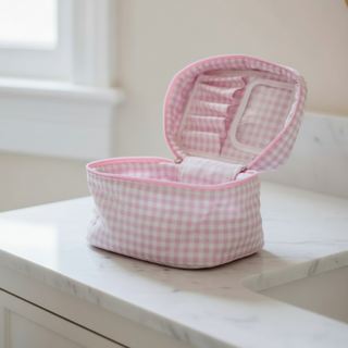 Pink Plaid Cosmetic Bag