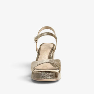 Sam Edelman Fleur brown velvet platform sandal front view with open toe, velvet upper and adjustable ankle strap