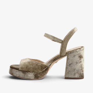 Sam Edelman Fleur brown mushroom velvet platform sandal inner side view with chunky heel and raised platform
