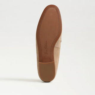 Sam Edelman Louella Mule beige suede loafer mule with brown sole and low heel for everyday wear bottom view