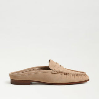 Sam Edelman Louella Mule beige suede loafer mule with low heel and open back for easy wear side view