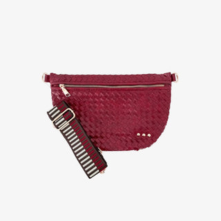 Westlyn Bum Bag in Sangria Red with woven design and gold zipper hardware