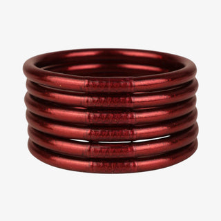 BuDhaGirl Merlot All Weather Bangles set of six merlot waterproof bracelets with gold serenity bead