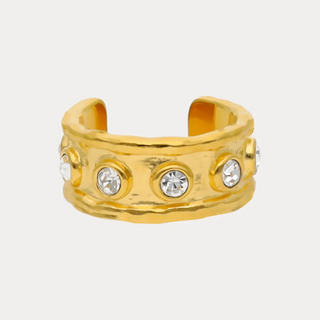 BuDhaGirl Gold Seven Crystal Ring adjustable gold ring with seven clear crystals