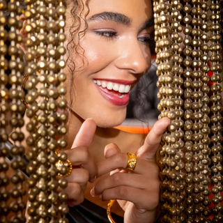 BuDhaGirl Gold Seven Crystal Ring adjustable gold ring with seven clear crystals