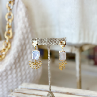 Iridescent Pearl Drop Earrings