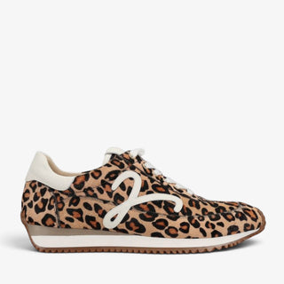 Vaneli Queen leopard print women’s sneaker in haircalf and leather with ivory trim, side view