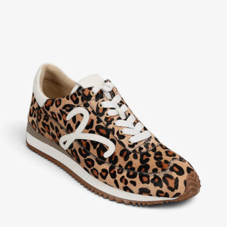 Vaneli Queen leopard print fashion sneaker with white laces and cushioned sole, front angled view