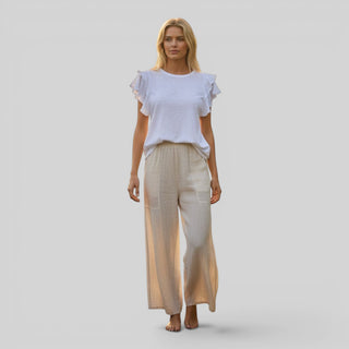 White Ruffle Sleeve Top